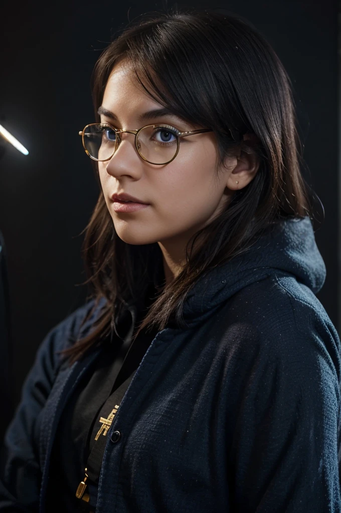 Create a YouTube profile picture that depicts a combination of mystery, education, and entertainment themes. Design the image with a dark background to provide a mysterious ambiance. Include elements such as books or rolled-up paper to represent education, as well as entertainment icons like a magic hat or mask. Use contrasting and attention-grabbing colors such as dark blue, gold, and white. Add mysterious symbols like keys, eyes, or magnifying glasses. Ensure that the design is simple yet prominent, making it easily recognizable as a profile icon on YouTube.