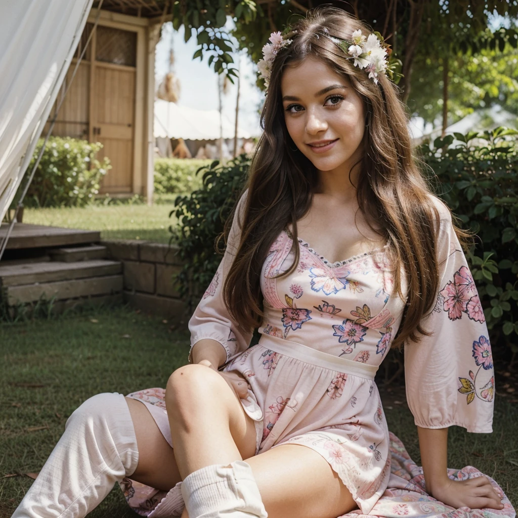Ideal cutie, extremely photogenic girl, (detailed eyes:0.8), blush, textured skin, (photorealistic:1.2), (vibrant colors, 8k, high quality, shot on Fujifilm X-T4, 85mm f1.2), sagging breasts, huge breasts, camping tent, open door curtain, (on all fours:1.4), (frills chiffon pajamas:1.3), (night:1.3), fog, (from side:1.1), looking at viewer
