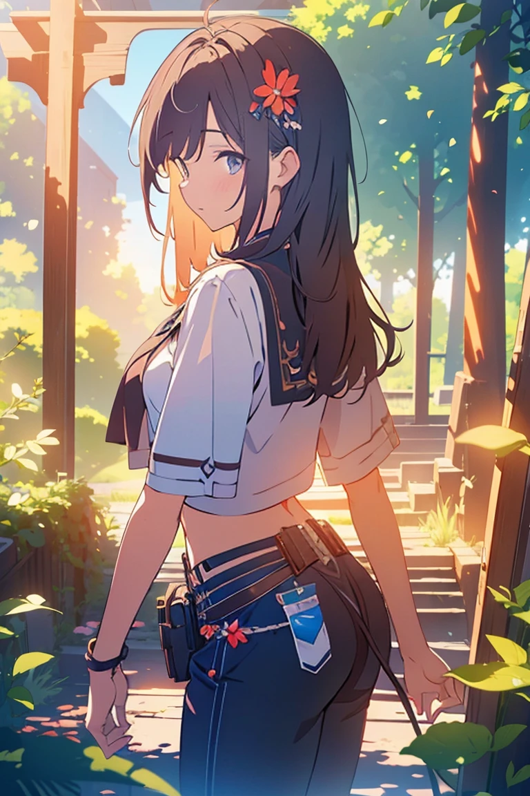 Masterpiece, best quality, (very detailed CG unity 8k wallpaper) (best quality), (best illustration), (best shadows) Nature&#39, blue sea,delicate leaves petals of various colors falling in the air light Tracking, super detailed 
