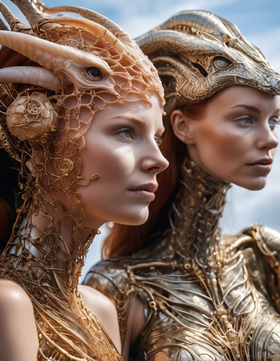 1 Girl, Solitary, sculpture, White skin, Face Shooting, fissure, strong reflection, black background, Studio Lighting, Gold strokes, a woman in a white dress with antlers on her head, a surrealist sculpture, inspired by Russell Dongjun Lu, tumblr, rococo, white candles, handsome man, biopunk futuristic wardrobe, cai xukun