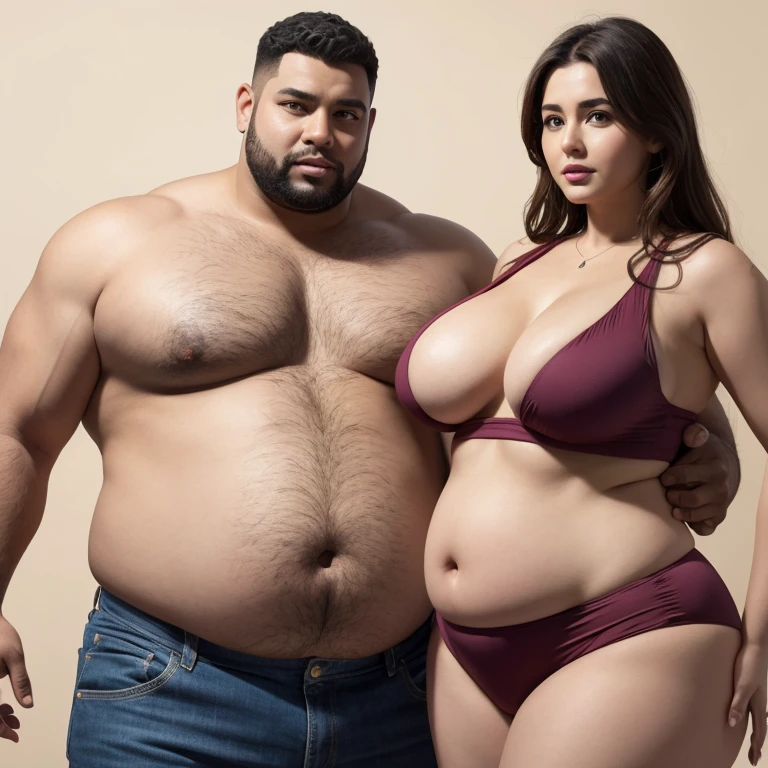 big belly man and big belly woman, 8K, photorealistic