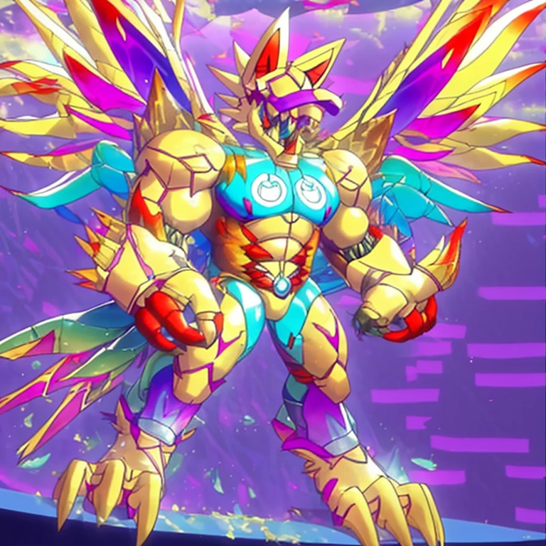 (masterpiece. official art. 8k. best quality. detailed full body. full body.)

(situation 1 : dominating The Phoenix Wolf. The Phoenix Wolf is over 1000 meters long. focus GIANT mechanical Muscular The Phoenix Wolf is trampling the car. Looking down.)

(situation 2 :smoke and flames rising from the destruction in the city)

(Additional details 1: Wearing golden Armor. Cape. Helmet. real texture material. whole body shines like metal. emphasizes the muscles. suit fully made of metal.Robotic suit).

(Additional details 1.5: The arms are golden. The lower half of the body is golden. The wolf-shaped helmet has sharp fangs. The whole body is golden. There is a ring above the head.).

(Additional details 2: Detailed head. Detailed Body. Detailed abs. gigantic muscles. HYPER MUSCLES. Gigachad Muscular. big muscle. pecs. triceps. traps. unusually developed muscular body. body full of huge muscles. showing off muscles. pectorales enormes. Exaggeratedly huge muscles. huge muscles. long legs.).

(Additional details 3:Spread wings. It has wings. The claws are sharp. Sharp teeth.). He is laughing defiantly. The claws are sharp. Sharp teeth.). 

(Additional details 3.5 : nj5furry,  He is laughing defiantly. medieval armor.). 