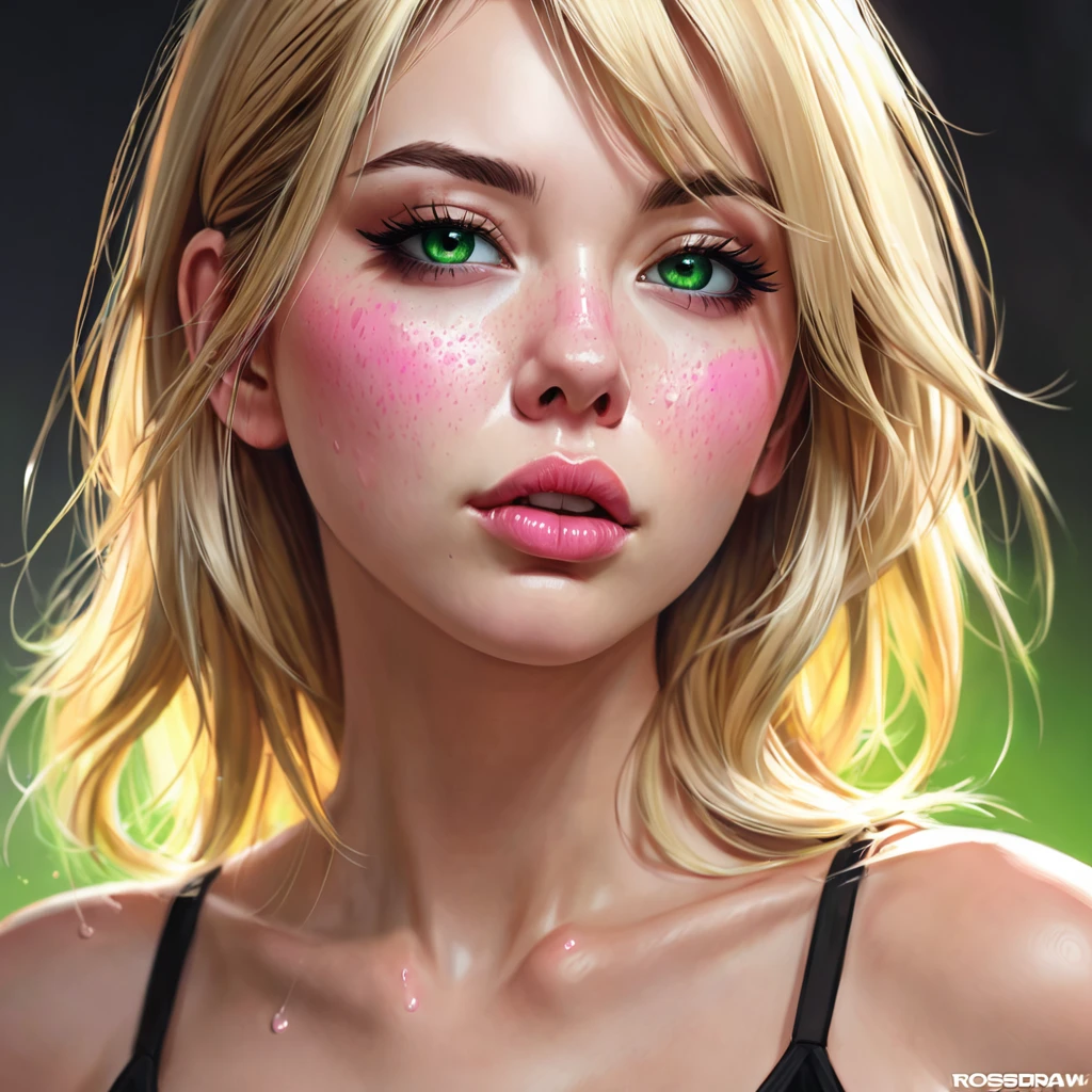 Oral rape of the woman blonde hair green eyes and pink batm and a black top, realistic art style, RossDraws portrait, Artgerm portrait, Anime realistic artstyle, 4K realistic digital art, 4K realistic digital art, 8K Artgerm Bokeh, DeviantArt Artstation CGScosiety, ArtGerm extremely detailed, made with anime painter studio, RossDraw digital painting, (cum on face:1.3), (cum on black top: 1.3)