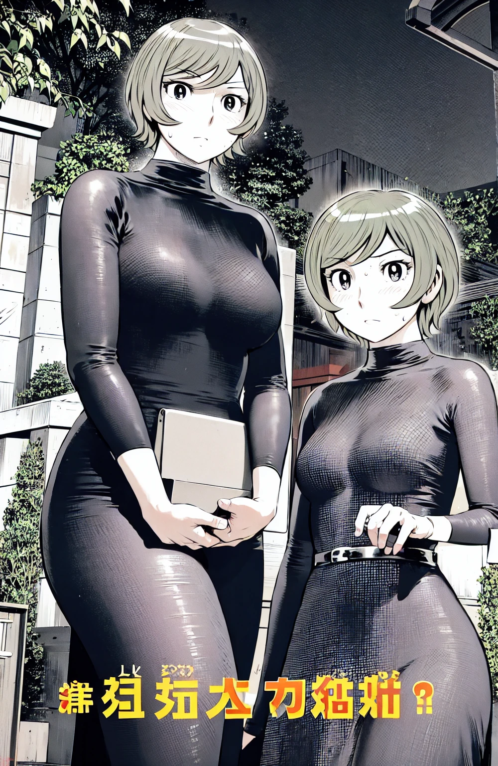、(masterpiece、Highest quality)、Highest quality, Ultra-high resolution, (((masterpiece))), alone, Sweat、Big eyes, No sleeve、Outdoor、Floral dress、Composition from the front、(Cut the back hair short、short hair、blonde、woman)、Shortcuts、Embarrassed face、Cut your hair short、可愛いwomanの子、Big Breasts