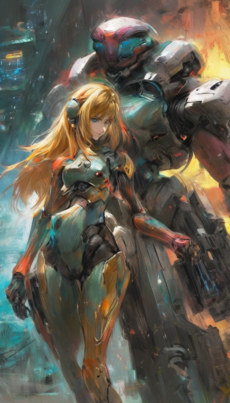 Cyberpunk Female Samus 1, throw, sf, Abstract , art:Lovis Corinth