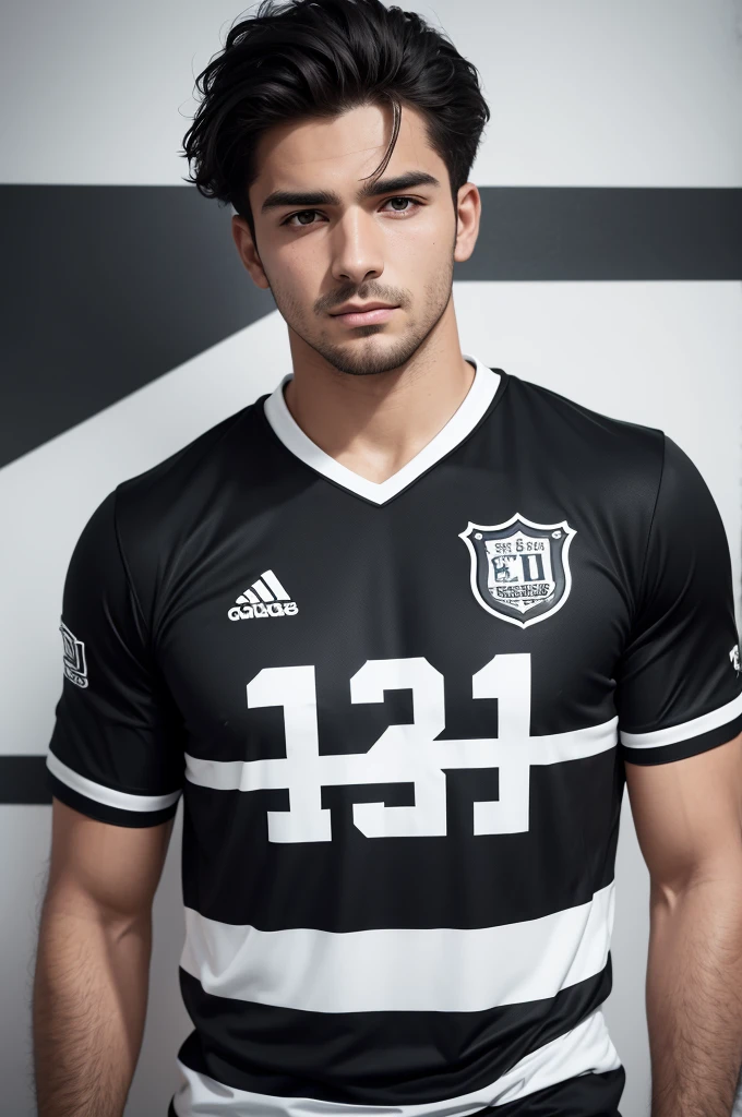 ((Melhor qualidade hiper-realismo 8k)) homem, brasileiro, 17 anos, camisa do Corinthians futebol clube, Athletic lean body