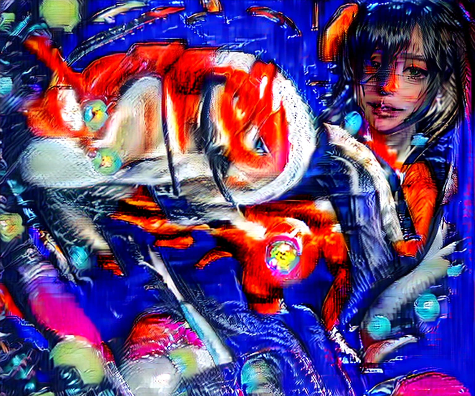 (masterpiece), best quality, ultra high res, close up, slim body, 1girl,, long hair, laughing, ramen, night, Tokyo restaurant background, colorful lights, photon mapping, radiosity, physically-based rendering, cinematic lighting, intricate, High Detail, Sharp focus, dramatic, photorealistic
