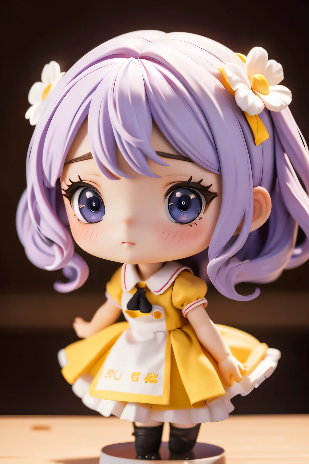 Chibi Girl Doll、Wearing a fast-food restaurant uniform、Very detailed、Ultra-realistic、Photorealistic、8K、Hyperrealistic、masterpiece、Beautiful detailed eyes、Beautiful detailed lips、Very detailedな顔、Long eyelashes、Beautiful young girl、Calm expression、Warm colors、Beautiful lighting、Cinematic、Intricate details、Bright colors、Soft Focus、Depth of written boundary
