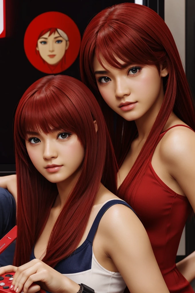 A Game game of playstation 2 with the name of labios rojos and a red anime woman
