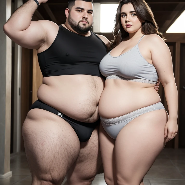 big belly man and obese woman with big belly, 8K, photorealistic