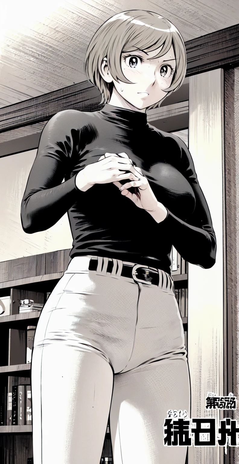 (野球uniform:1.2),
Blonde Hair, (short hair:1.2),Long sleeve, Black Shirt, turtleneck,White trousers、uniform、Black belt、((Illustration of people))、Big Boobs、
View Audience,, (Highest quality:1.3),One Girl, White pants、uniform、indoor、baseball 、White wall、blue eyes、Tight black shirt、(masterpiece、Highest quality)、Highest quality, Ultra-high resolution, (((masterpiece))), alone, Sweat、Big eyes、Big Breasts、One Girl, Front view、Embarrassed face、Bronze colored hair、((short hair))、Stand up straight、Cowboy Shot