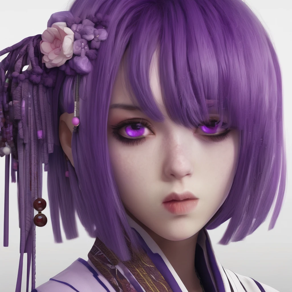 Casadora purple hair with purple and white haori with purple eye details