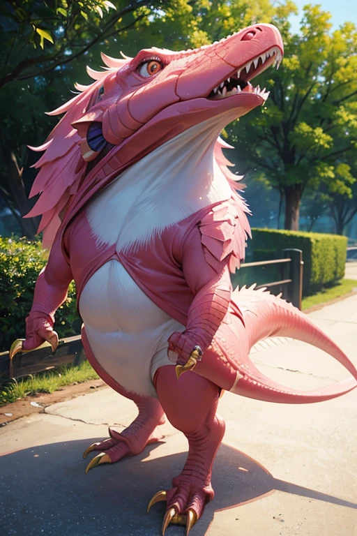 pinkのTyrannosaurus,costume、Tyrannosaurus、dinosaur、pink、dinosaur、pinkのTyrannosaurusのcostume,Girl、pinkのcostume,((masterpiece, Highest quality)),figure,Ultra high definition 8K,Realistic,Sharp focus,Very detailed,Professional Lighting,Colorful details,Long Shot