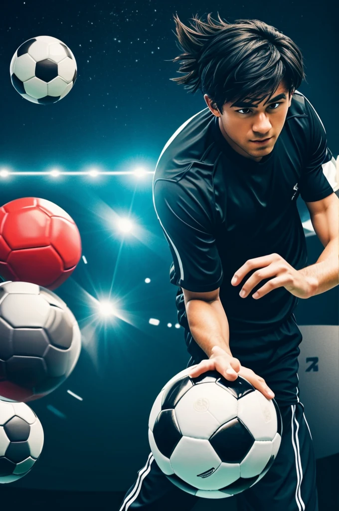 An animated hacker and a soccer ball in the middle