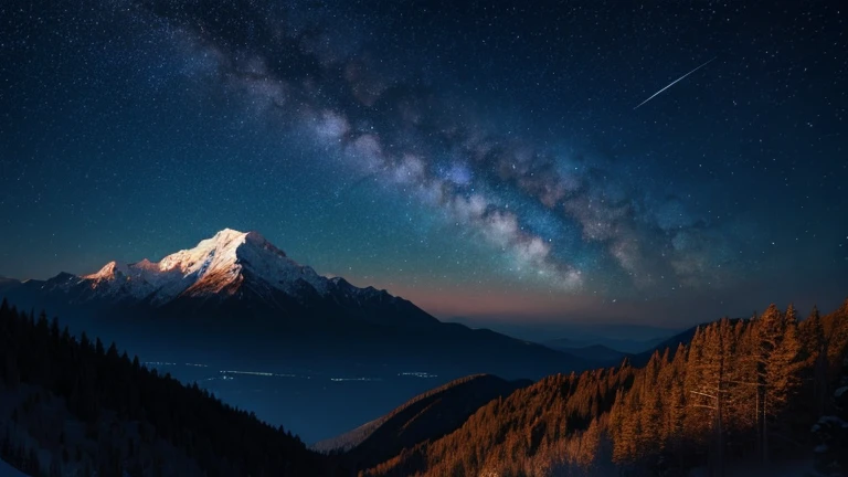 Starry sky landscape、mysterious、Mountain