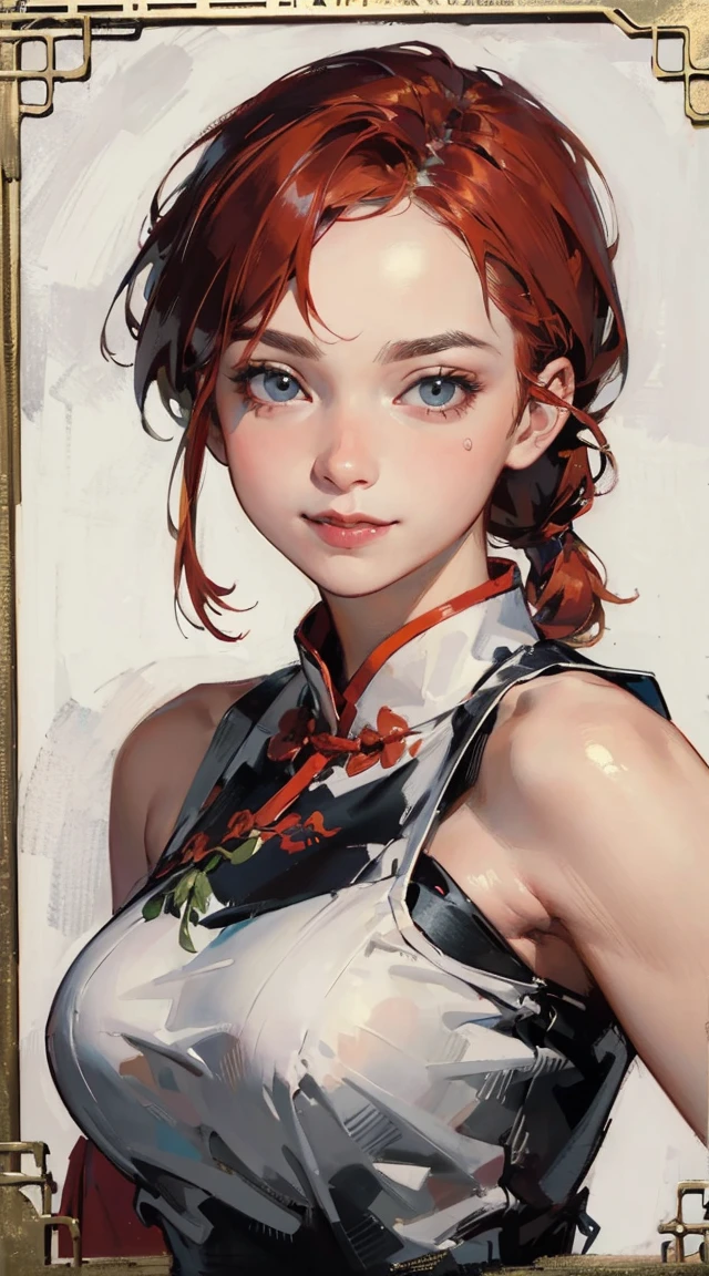 ((masterpiece:1.4)), expensive quality, very_expensive_solve, big_file size, Full Color, Thick outline, Clear contours, colorful, (Beautiful fine details, Are thin:1.4), ((Beautiful Face:1.0)), ((Boyish face:1.4)), 1 girl, (Ranma), (Redhead), short hair, (Braided Ponytail), ((bangs)), bumpy bangs, Blue-gray eyes, Big Breasts, Curvy, Ranma, Braided Ponytail, (Red Chinese Clothing), No sleeve, Tangzhuang, Black trousers, Are standing, ((, Are thin:1.4)), ((from the front:1.4)), Are thin:1.4
((masterpiece:1.4)), high quality, very_high_resolution, large_filesize, full color, heavy outline, clear outline, colorful, (beautiful detailed eyes), ((beautiful face:1.0)), ((boyish face:1.4)), 1 girl, (femaleranma), (red hair), short hair, (braided ponytail), ((bangs)), bumpy bangs, blue-gray eyes, big breasts, curvy, femaleranma, braided ponytail, (red chinese clothes), sleeveless, tangzhuang, black pants, cameltoe, standing, upper body, ((from front:1.4)), ((portrait:1.8)), ((face focus:1.4)), (smug face), (masterpiece, 8K, highest quality, Very detailed, 1 mature woman), (Consistent personality, Same character), (Blonde Hair, Yellow Eyes), (Very detailed face and skin texture, Fine grain), Wicked Smile, Large Breasts, alone, (Maid), White Background, Bare shoulders, Captivating smile, (Multiple Views, multiple angles), Side view, Front view, look up, Looking down, Rear view, 20-degree head view