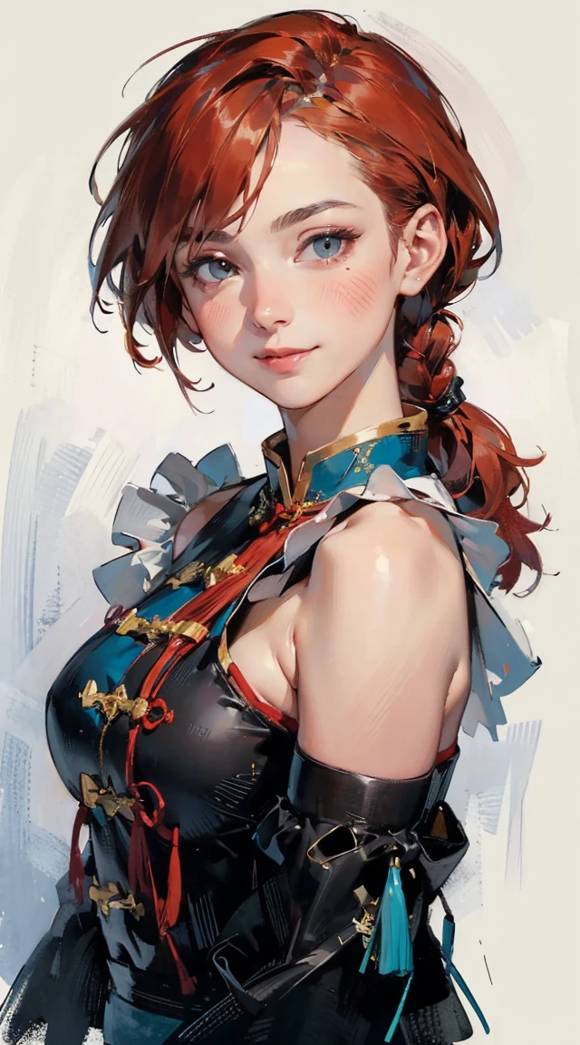 ((masterpiece:1.4)), expensive quality, very_expensive_solve, big_file size, Full Color, Thick outline, Clear contours, colorful, (Beautiful fine details, Are thin:1.4), ((Beautiful Face:1.0)), ((Boyish face:1.4)), 1 girl, (Ranma), (Redhead), short hair, (Braided Ponytail), ((bangs)), bumpy bangs, Blue-gray eyes, Big Breasts, Curvy, Ranma, Braided Ponytail, (Red Chinese Clothing), No sleeve, Tangzhuang, Black trousers, Are standing, ((, Are thin:1.4)), ((from the front:1.4)), Are thin:1.4
((masterpiece:1.4)), high quality, very_high_resolution, large_filesize, full color, heavy outline, clear outline, colorful, (beautiful detailed eyes), ((beautiful face:1.0)), ((boyish face:1.4)), 1 girl, (femaleranma), (red hair), short hair, (braided ponytail), ((bangs)), bumpy bangs, blue-gray eyes, big breasts, curvy, femaleranma, braided ponytail, (red chinese clothes), sleeveless, tangzhuang, black pants, cameltoe, standing, upper body, ((from front:1.4)), ((portrait:1.8)), ((face focus:1.4)), (smug face), (masterpiece, 8K, highest quality, Very detailed, 1 mature woman), (Consistent personality, Same character), (Blonde Hair, Yellow Eyes), (Very detailed face and skin texture, Fine grain), Wicked Smile, Large Breasts, alone, (Maid), White Background, Bare shoulders, Captivating smile, (Multiple Views, multiple angles), Side view, Front view, look up, Looking down, Rear view, 20-degree head view