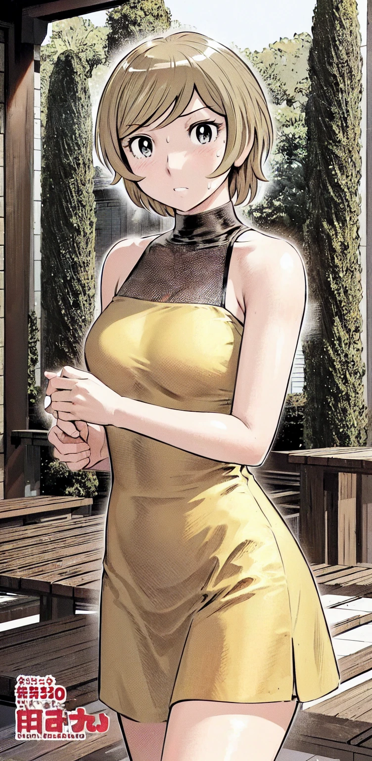 、(masterpiece、Highest quality)、Highest quality, Ultra-high resolution, (((masterpiece))), alone, Sweat、Big eyes,Show Viewer,
blonde,(short hair:1.2), (Highest quality:1.3),One Girl,Private Server、Floral dress、nature、Off the shoulder、Embarrassed face