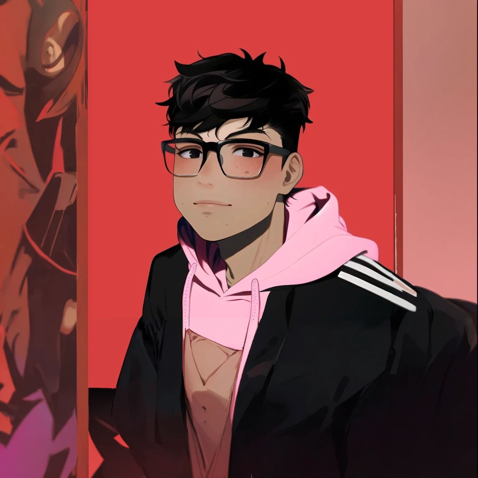 A man wearing black jacket, anime style, 2d animation