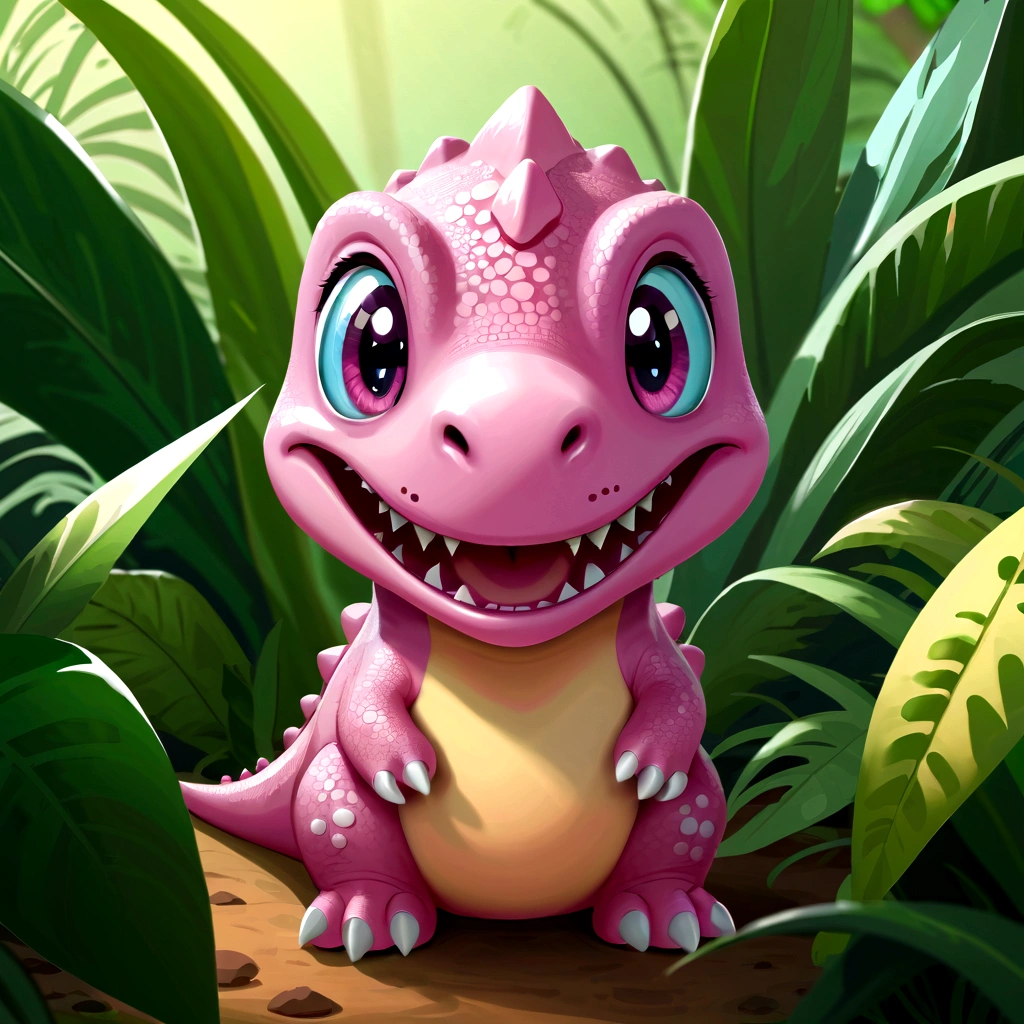 Cute pink little dinosaur expression pack，Big Head，laughing out loud，Upper Body