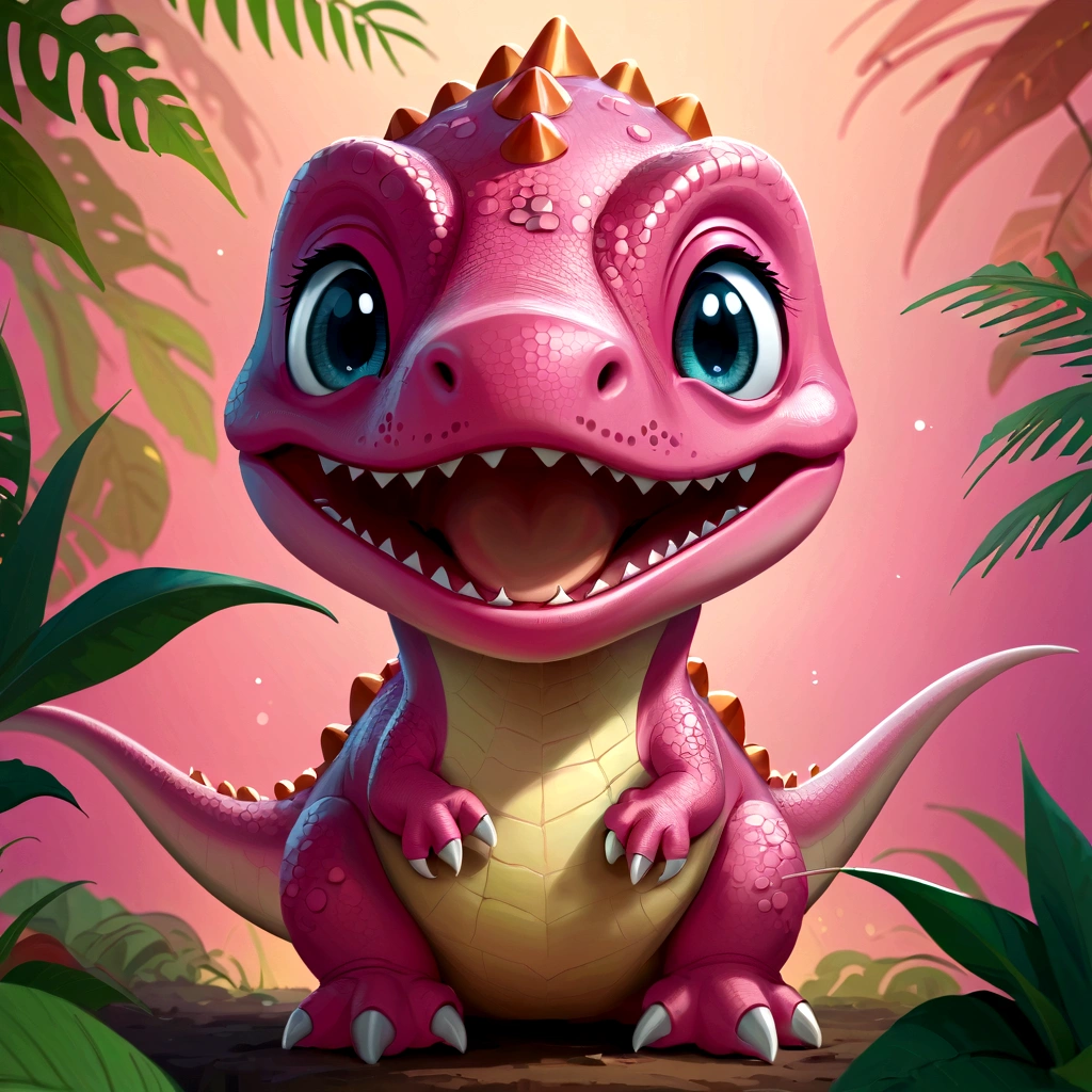 Cute pink little dinosaur expression pack,Big Head,laughing out loud,Upper Body