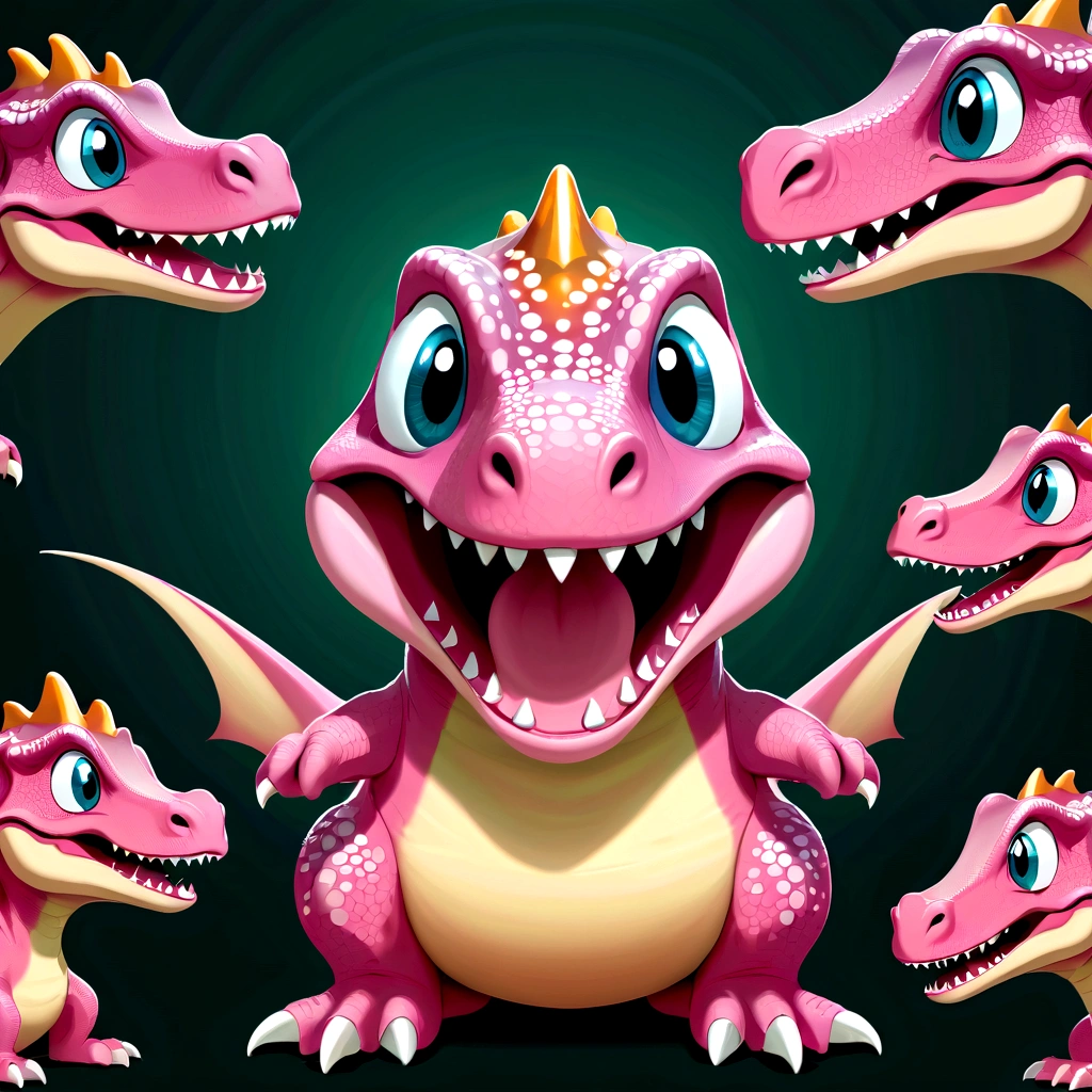 Cute pink little dinosaur expression pack,Big Head,laughing out loud,Upper Body