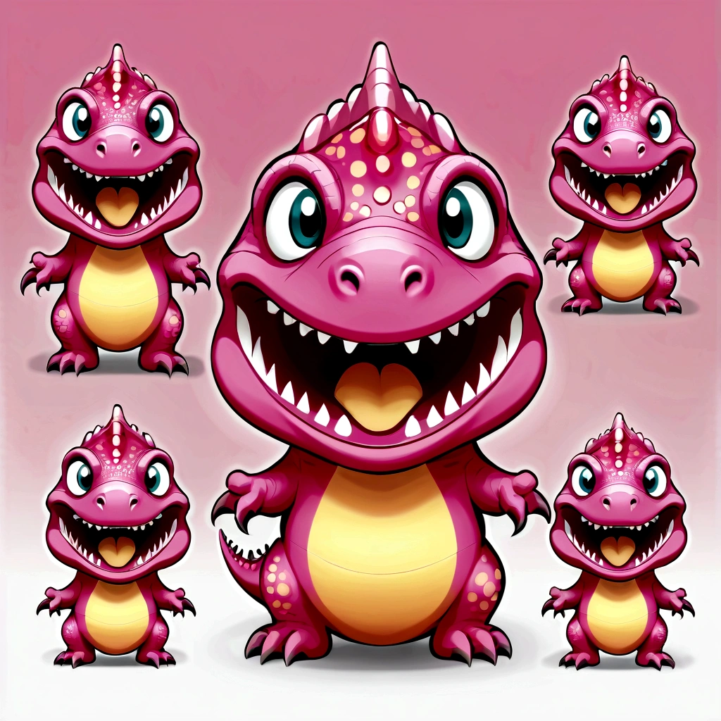 Cute pink little dinosaur expression pack,Big Head,laughing out loud,Upper Body