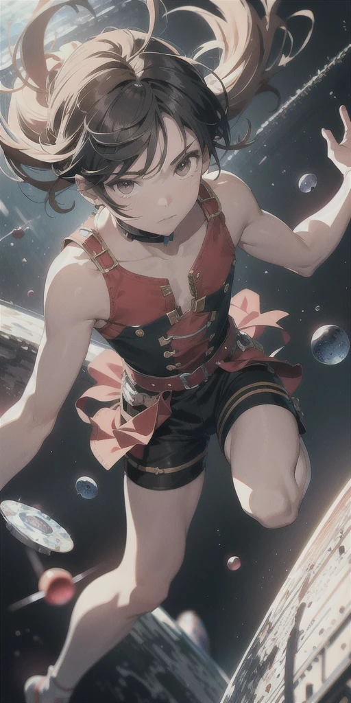 ridiculous resolution, high resolution, (masterpiece:1.4), super detailed, 1boy, seen from above, space, floating, --v 6 , cielo rojo
