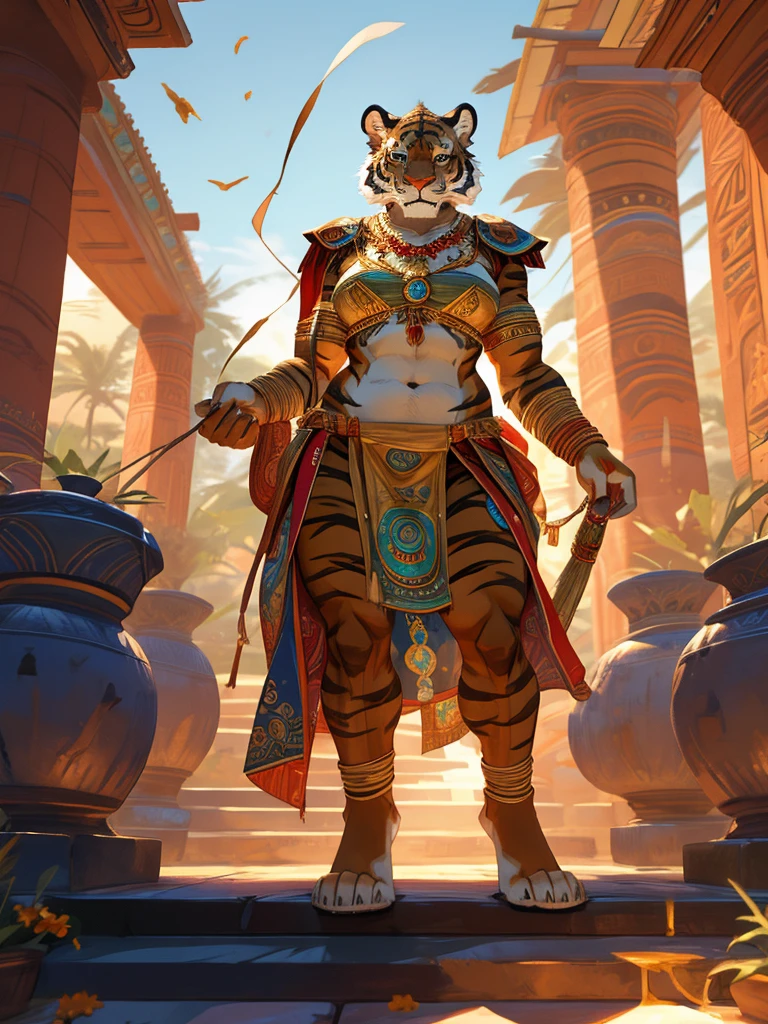Hairy Protogen, Wide hips, stomach, beautiful, muscular, spongy, Hairy details, female, naked big breasts, Mexica warrior armor, face paint, leopard skin, macahuitl, obsidian, altar of sacrifice, jade jewelry, small shield, warrior pose, plume of feathers...