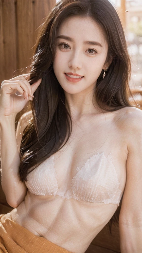((best quality, 8K, masterpiece :1.3)), A girl, closure, ((Very friendly smile:1.2)),Red lipstick,Dark lipstick,Beautiful female breasts:1.3,Violet sweater,Orange tight-fitting skirt,Highly detailed face, Fine particles, Double eyelids, Blurred Background, external, Sunlight, ocean, nature,amusement park, (Maximum resolution: 1.4), (Ultra HD: 1.2), light, (Delicate eyesと肌), (Detailed facial features), 8K resolution, Perfect style, Beautiful expression、Highly detailed faceと肌の質感、Delicate eyes、Double eyelids、((Pure white skin:1.2)),Glossy lips:1.2、Delicate lips,Wet lips,((full-body shot:1.2)),(Straight Hair、Light brown hair)、One long hair、175 cm,Slim abdominal muscles