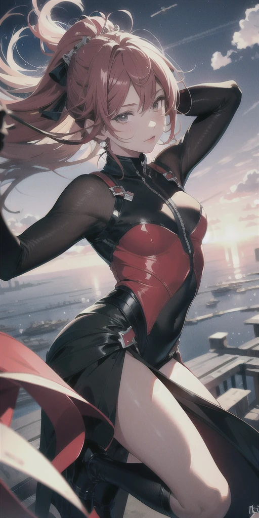 2 Beautiful anime woman, brown skin, hair in a bun, hyperanime, red hair, elf ears, large breasts, BREAK  orange latex body suit, leather boots, snow goggles, BREAK  a
Squating down, legs open, legs apart, hands on chest, showing, BREAK snow, mountain top, sunny, BREAK high resolution, 8k, extreme detail, detailed texture, BREAK full body, from below