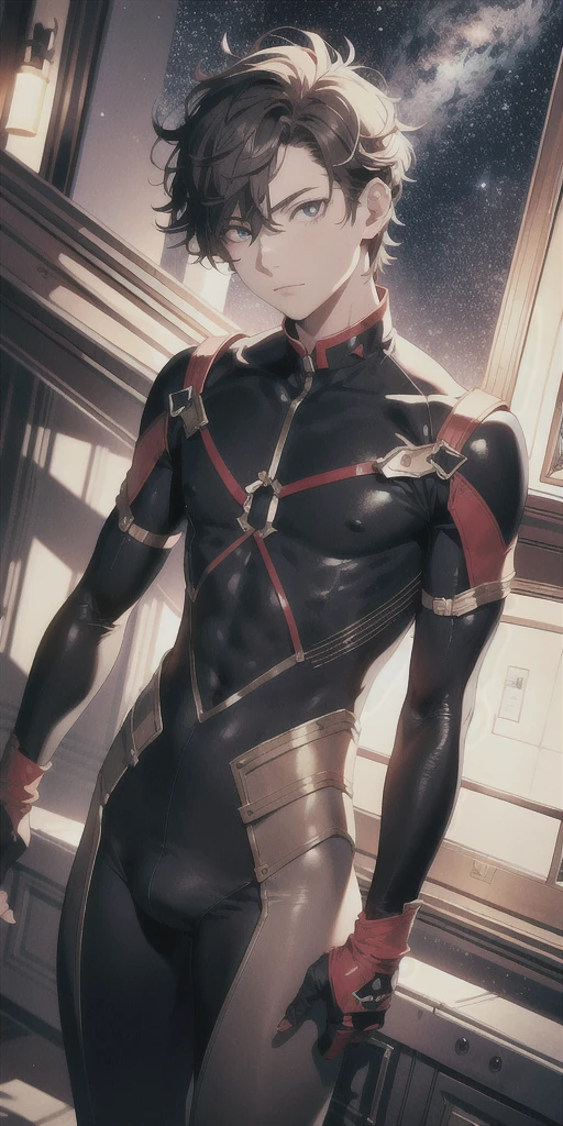ridiculous resolution, high resolution, (masterpiece:1.4), super detailed, 1boy, seen from above, space, floating, --v 6