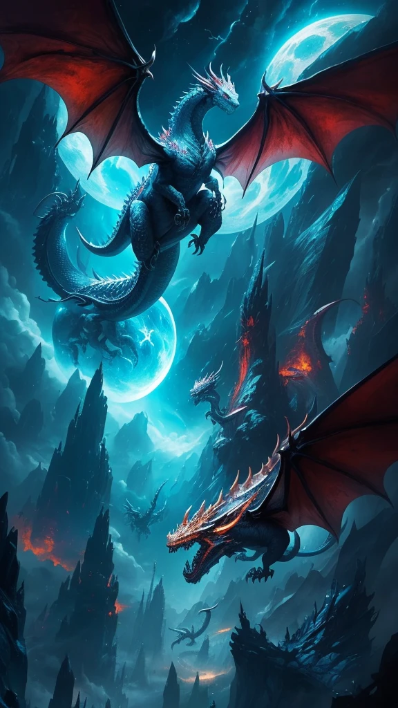 a picture of a dragon with a large head and claws, concept art by Yang J, trending on deviantart, fantasy art, dragons flying in the sky, giant dragon flying in the sky, battle with dragon, dragons flying around, dragon flying in the background, fighting a dragon, dragon in the background, from guild wars, colossal dragon in background, alduin