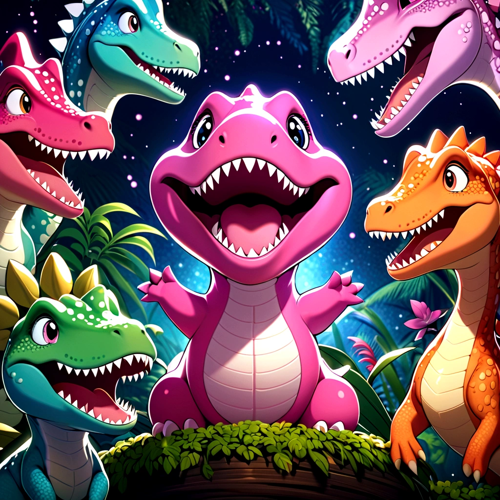 A cute Q version pink little dinosaur expression pack，Big Head，laughing out loud，Upper Body