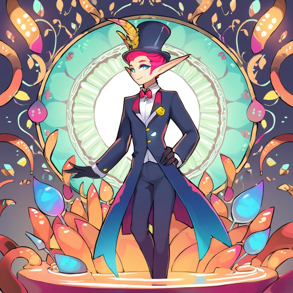 Vist, Elf Butler in tentacle  peacock art style