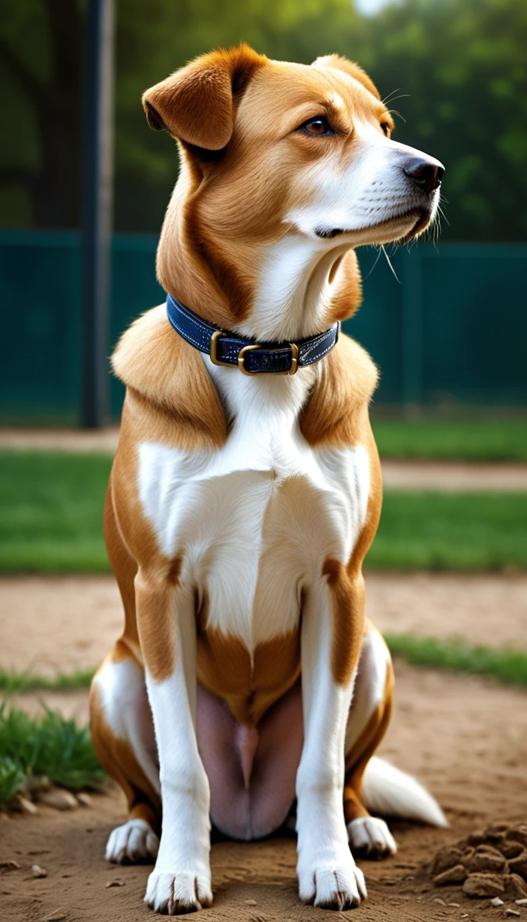 There is no one, realistic photo, photo realism, realism, Cubasia(Tornjak), perfect composition, intricate details, Very sharp, masterpiece, profile, high resolution, looking at the viewer, Full body photo in the dog park