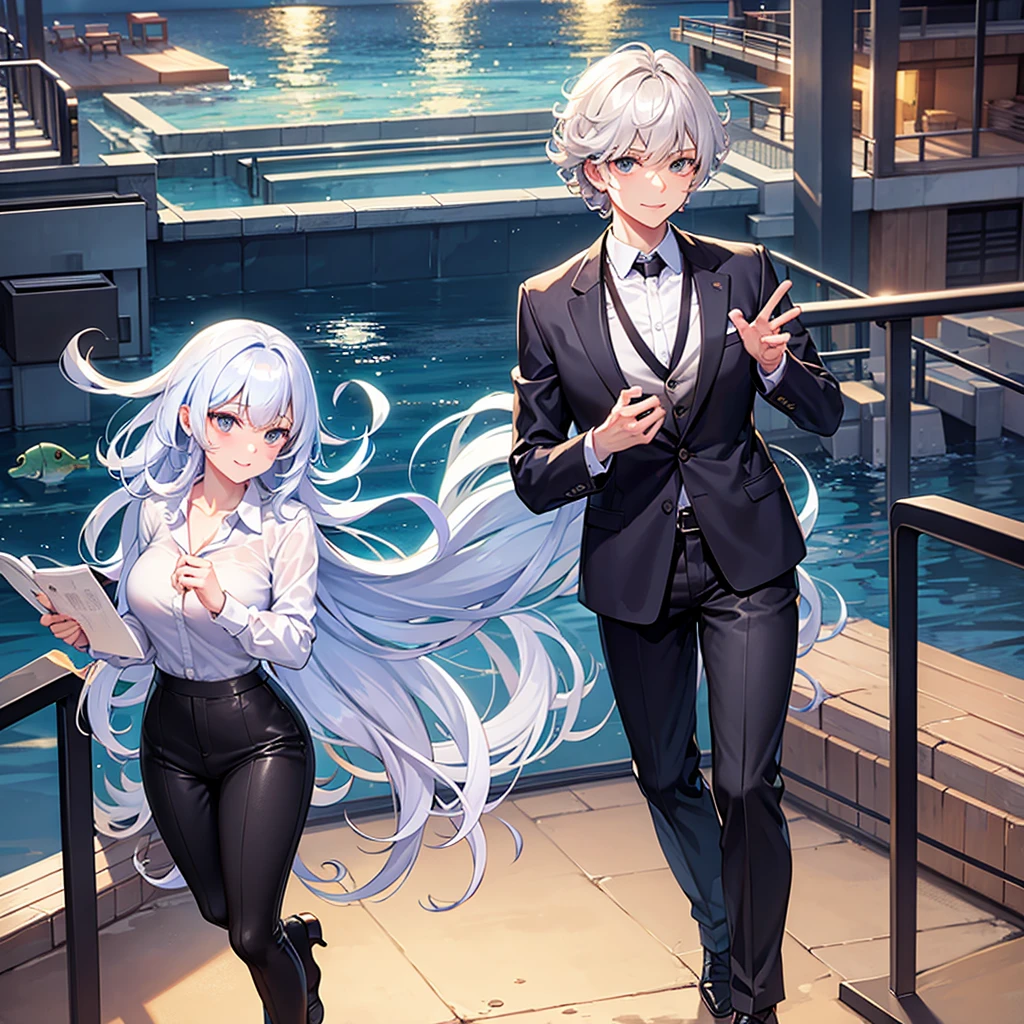 curly Business style anthro fish cunning white