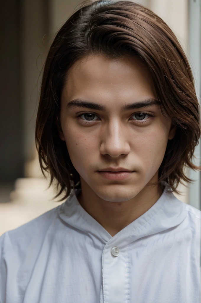 A photograph of ghost, no mask, 20 yo, handsome, detailed face, looking at camera, portrait, 8k uhd, high quality