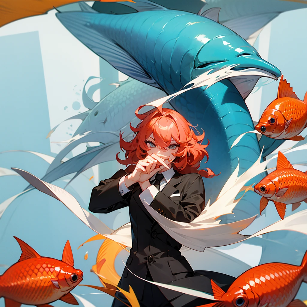 curly Business style anthro fish cunning white