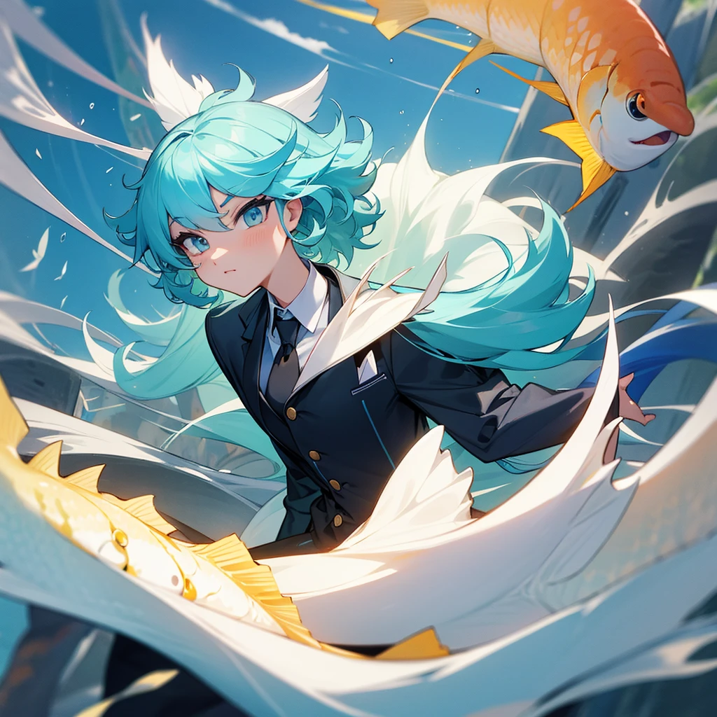 curly Business style anthro fish cunning white