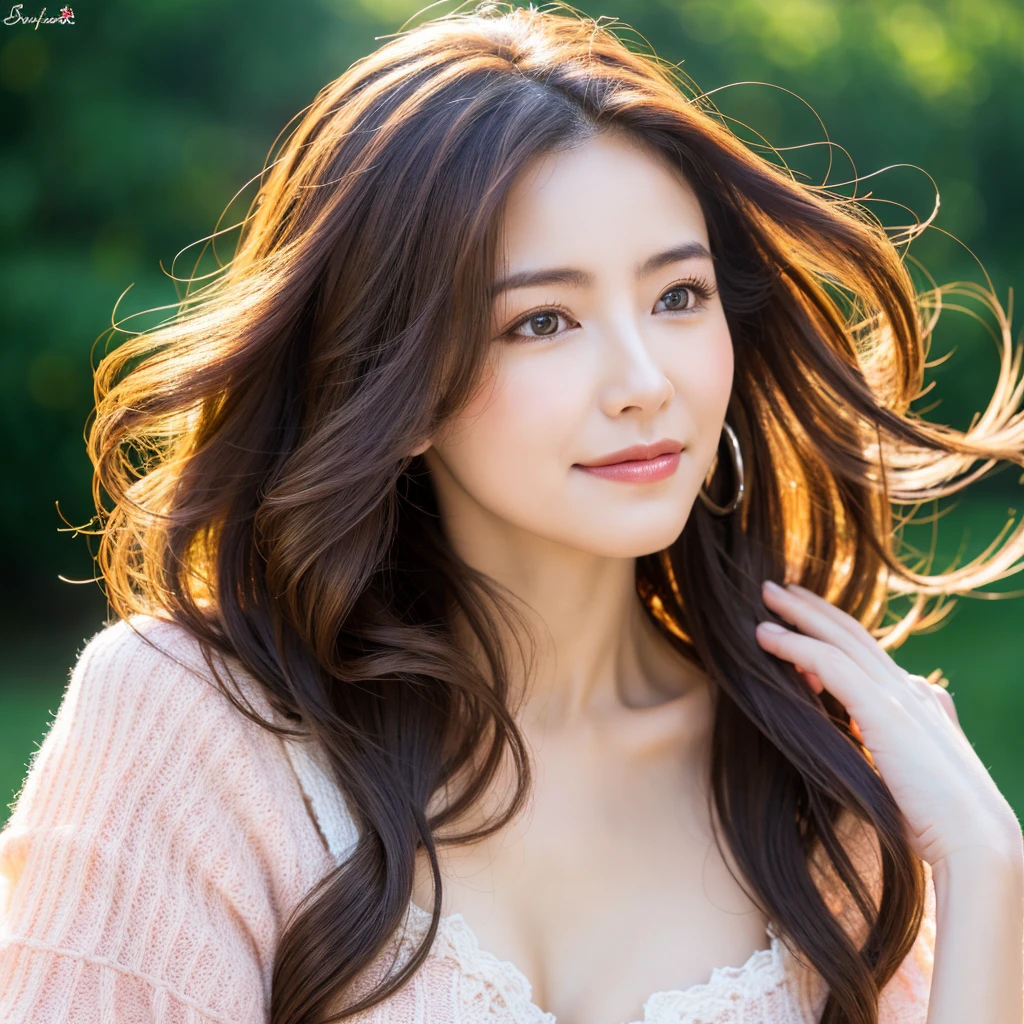 Beautiful mature woman with beautiful wavy long hair, she is alluring, Sexy Mature, Ultra-high resolution,(Realistic:1.4), ((Highest quality)), ((masterpiece)), (be familiar with),