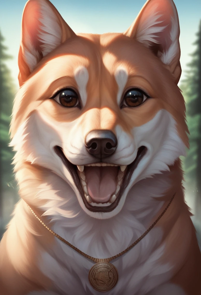 tongue on glass, portrait, pov glass,, bust shot, London park setting, warm lighting, (solo:1.3), BREAK, staring into the camera, 20 years old, anthro dog corgi female with tan and white fur, muscular, lean build, fluffy tail, brown eyes, (short blonde hair, bob cut hairstyle), dog snout, canine teeth, fangs, (extremely long canine tongue, drooling, drool flowing from tongue), (fluffy fur, thick fur, detailed fur texture), (wearing a purple crop top, wearing blue jeans), claws, hand paws, pink paw pads,