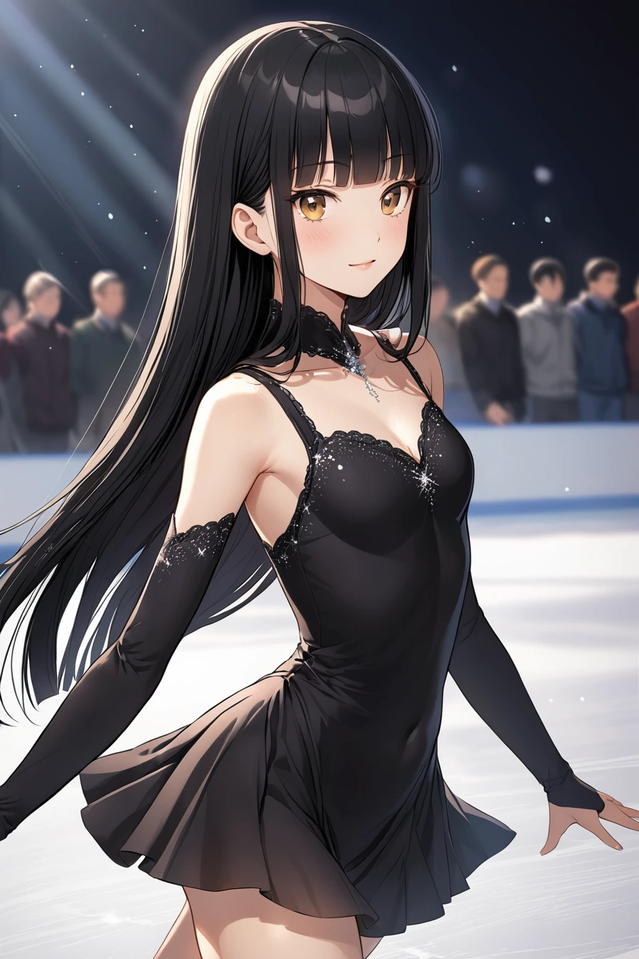 Black hair long straight Straight Hair Smooth and straight hair Straight bangs Figure skating