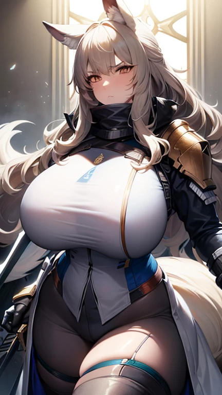 a girl using blue magic,jean genshin impact,(jk huge tits),milf,mature female,curvy body,good detail,one eye closed,giga size,taller then a mountain,looming over a city,destruction,magic,mystical,beautiful,seductive smile,temptation,shining eyes,shadow over city