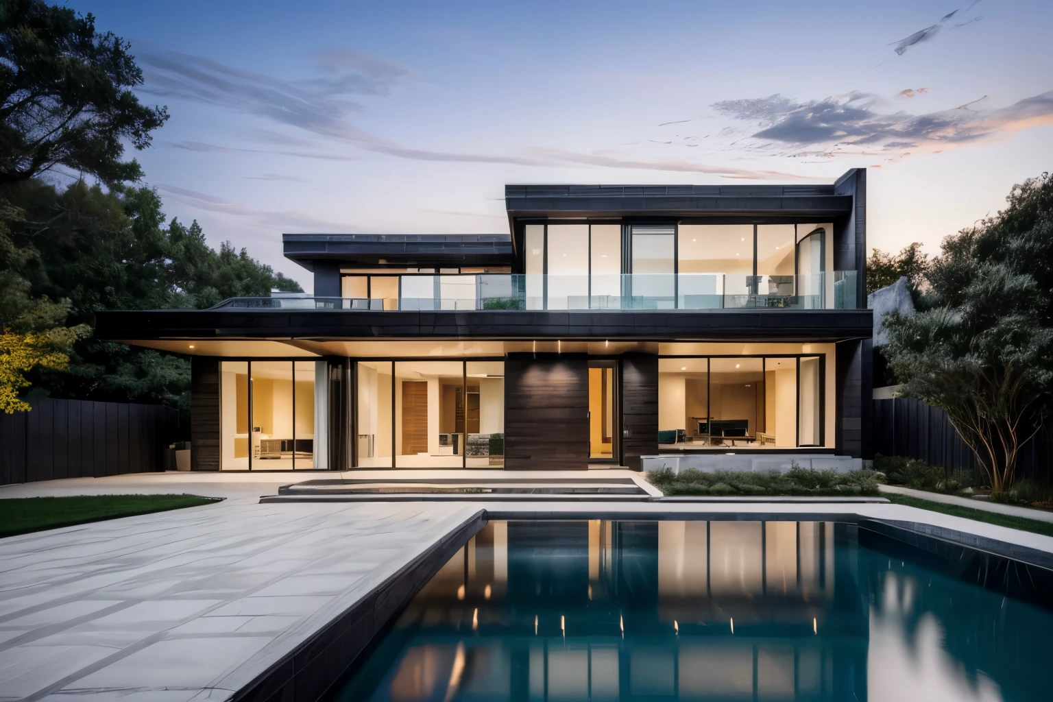 ((mejor calidad)), ((Obra maestra)), (detallado), a photograph of a modern two-story house with a flat roof, featuring large glass windows and a stone facade. The house has a sleek design with clean lines and a contemporary architectural style, in a strret outside newyork, fran slivestre architect.