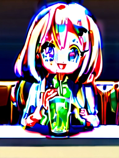 2D Anime、One beautiful girl、smile、summer、Melon Soda、Cafe