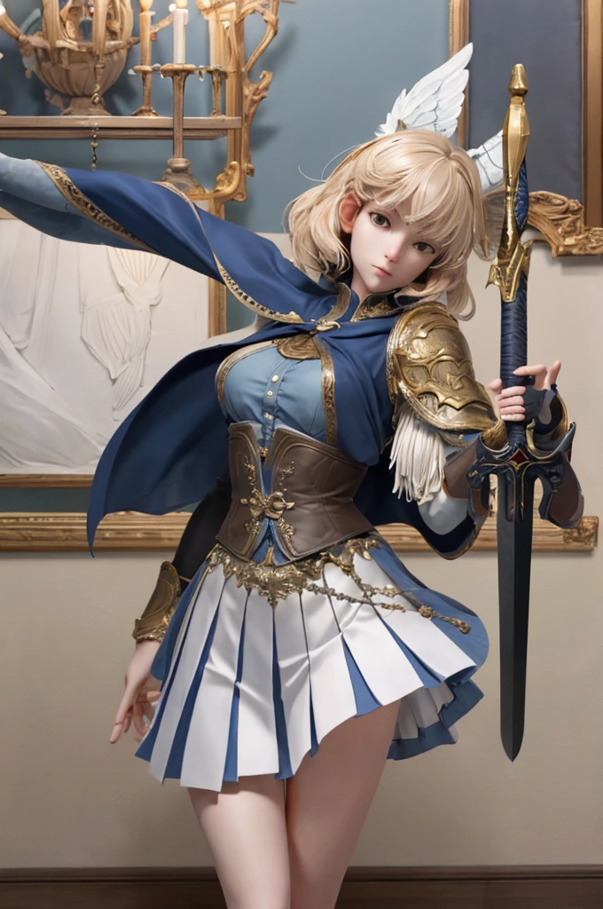 One girl, View your viewers, Seraphim, Pleated skirt, Holding a sword,
masterpiece, Highest quality, 8K, Detailed skin texture, Detailed cloth texture, Beautifully detailed face, Intricate details, Super detailed