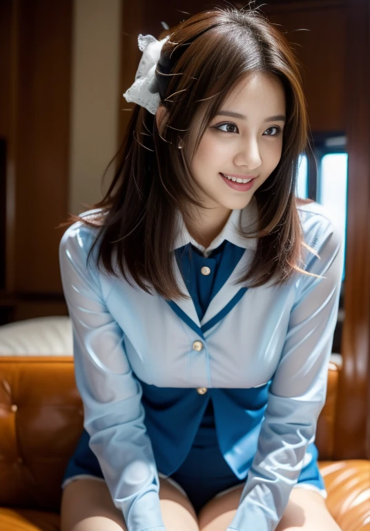 (masterpiece:1.3), (Highest quality:1.3), 8K, 超High resolution, 複雑なdetailedな, 非常にdetailedな, detailedな背景, Depth of written boundary, 超High resolution, RAW Photos, Sharp focus, perspective, (8K, Highest quality, masterpiece: 1.2), (Realistic, Realistic: 1.5),　Beautiful Japanese woman, 25 years old, (((Thin thighs))), detailed: (非常にdetailedな: 1.3), (((stewardess costume))), (High resolution: 1.1), Airplane Passenger Passenger Passenger, ((From below:1.45)), ahegao, ((Perfect beauty)), ((See-through lace underwear)), ((Camel Toe)), (((Hairstyle is a chignon))), ((Spread your legs)), smile, (((Hair is up))), 