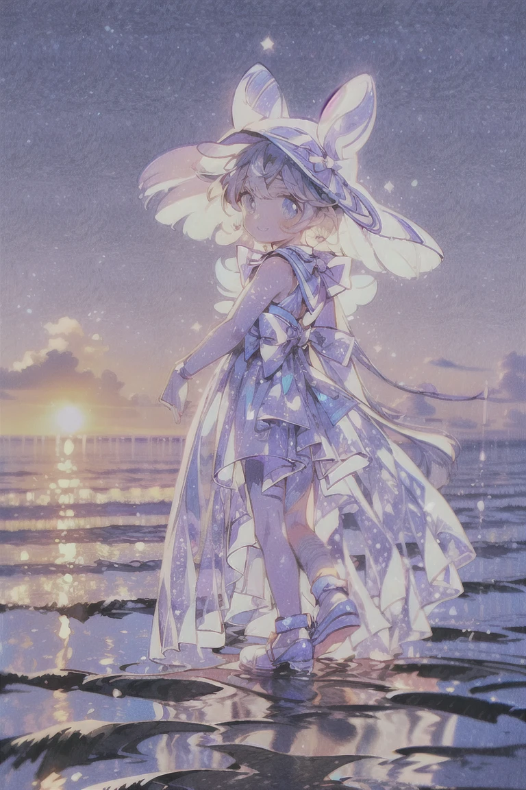  best quality:1.4), (masterpiece:1.4), ultra-high resolution, 8K, CG,1girl, solo, long hair, looking at viewer, smile, open mouth, bangs, blue eyes, hat, bow, ribbon,jewelry, beach,Kneeling on the beach,ass,looking back,back,earrings, outdoors, frills, sky, day, blue sky, side-tie bikini bottom, ocean, hat bow,bow,bikini,sun hat, straw hat,foot,full body, complete foot,((poakl)),shenhe (genshin impact),curtains, 1 girl