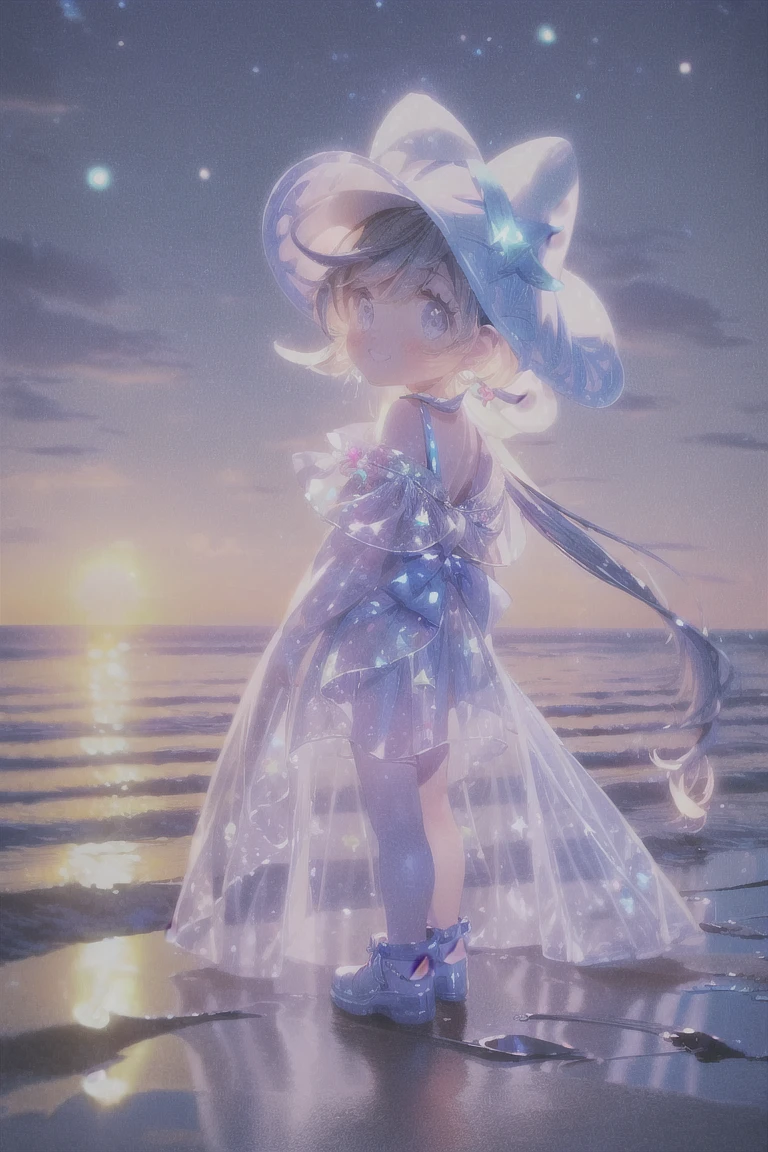  best quality:1.4), (masterpiece:1.4), ultra-high resolution, 8K, CG,1girl, solo, long hair, looking at viewer, smile, open mouth, bangs, blue eyes, hat, bow, ribbon,jewelry, beach,Kneeling on the beach,ass,looking back,back,earrings, outdoors, frills, sky, day, blue sky, side-tie bikini bottom, ocean, hat bow,bow,bikini,sun hat, straw hat,foot,full body, complete foot,((poakl)),shenhe (genshin impact),curtains, 1 girl